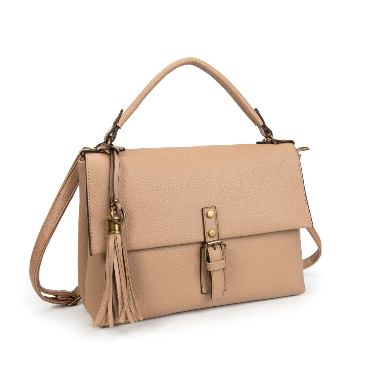 Bolso bandolera elegante con solapa y borla – Estilo clásico y versátil