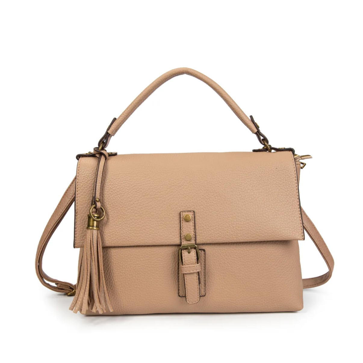 Bolso bandolera elegante con solapa y borla – Estilo clásico y versátil