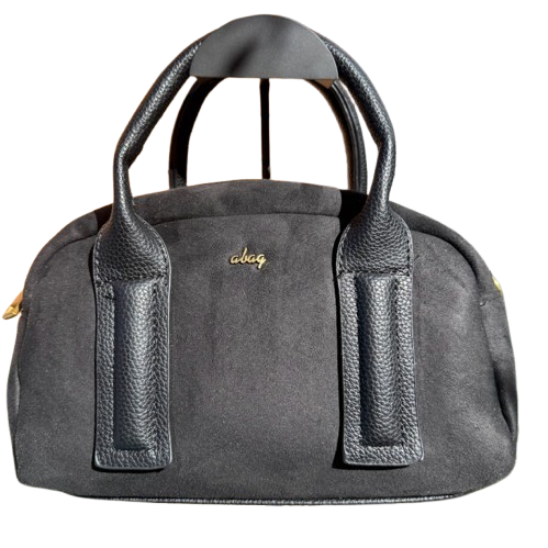 Bolso de mano tipo bowling elegante con asas de piel sintética y asa bandolera extraíble