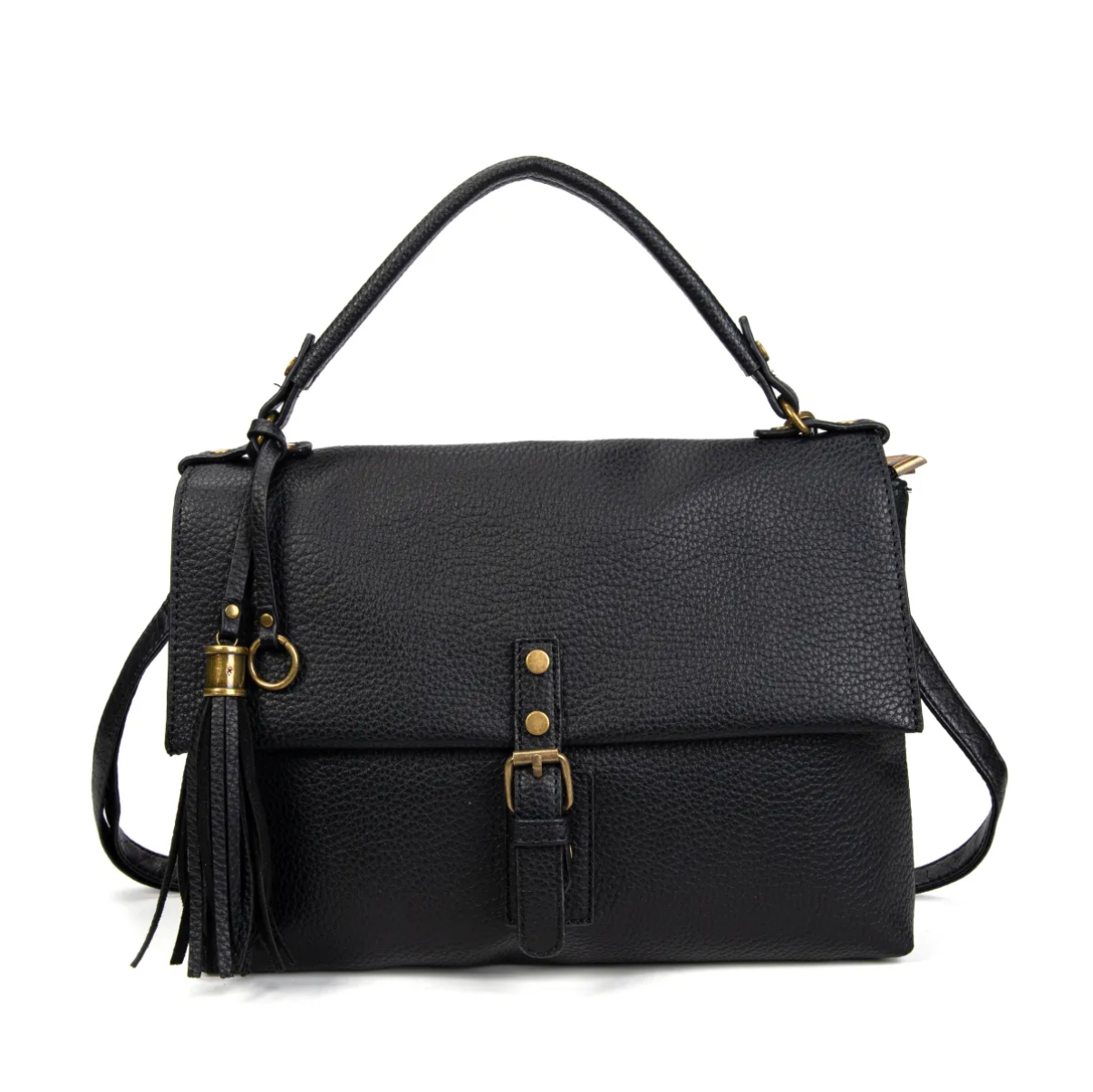 Bolso bandolera elegante con solapa y borla – Estilo clásico y versátil