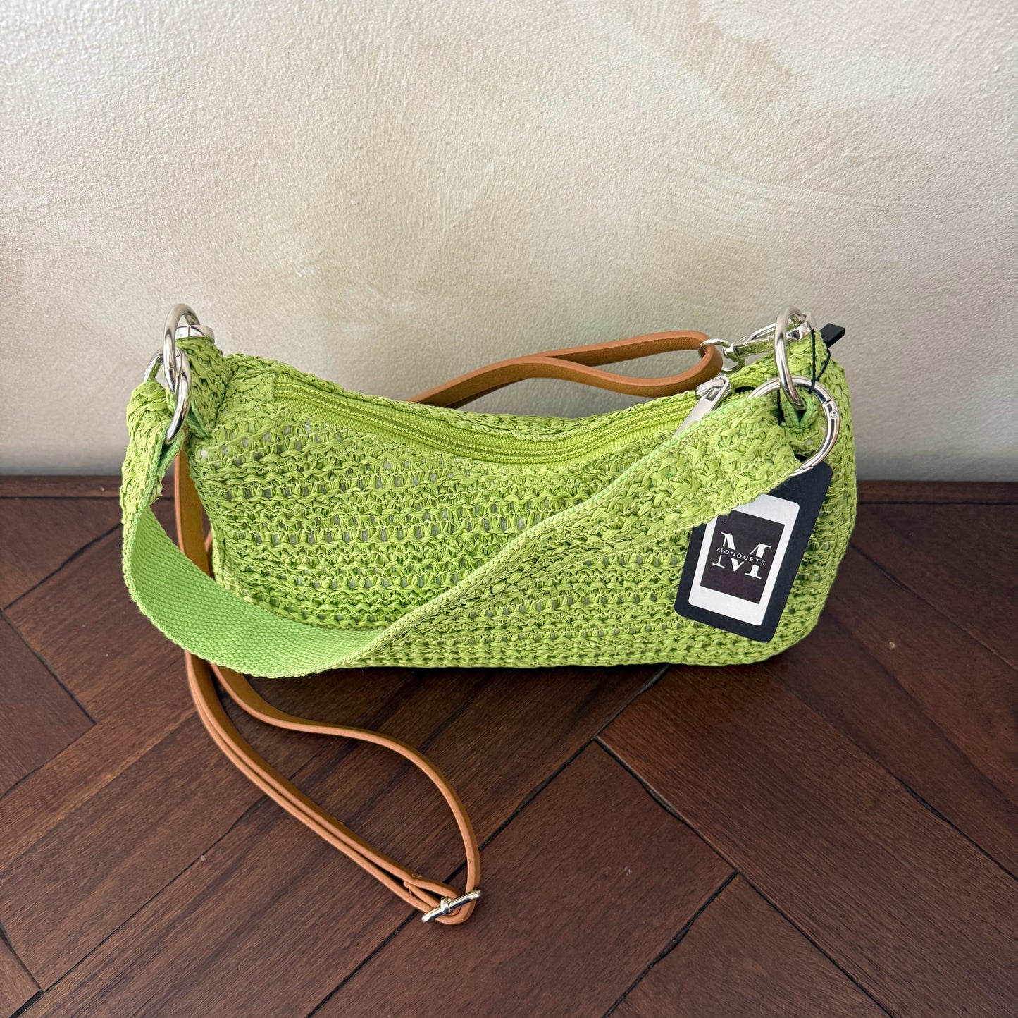 Bolso Rafia asa de hombro + asa bandolera