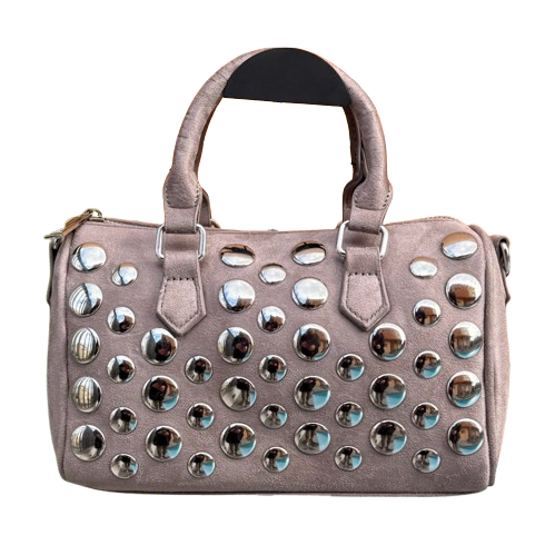 Bolso Bowling Glam Rock tachuelas plateadas