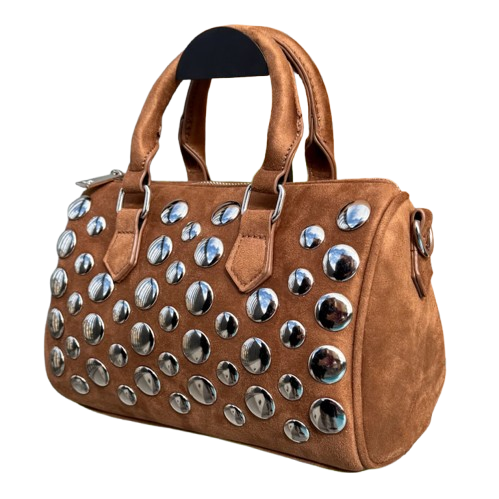 Bolso Bowling Glam Rock tachuelas plateadas