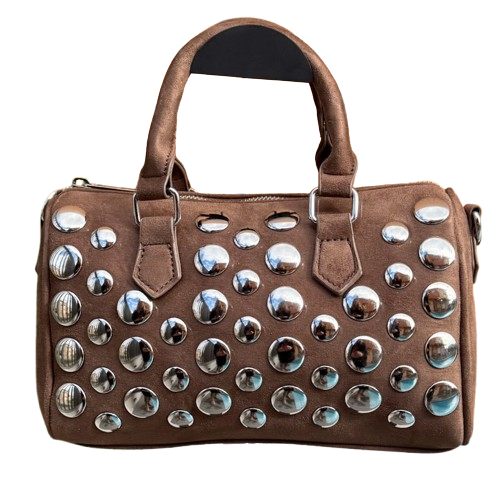 Bolso Bowling Glam Rock tachuelas plateadas