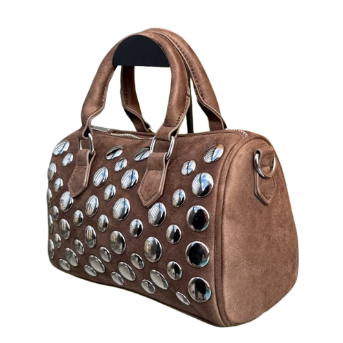 Bolso Bowling Glam Rock tachuelas plateadas