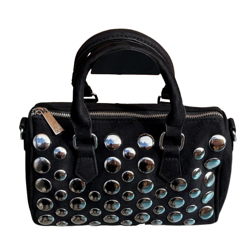 Bolso Bowling Glam Rock tachuelas plateadas