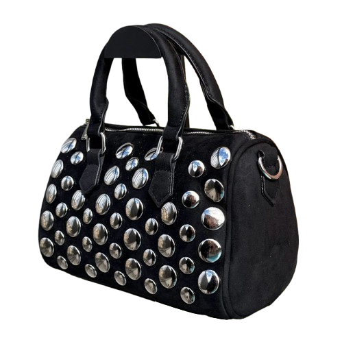 Bolso Bowling Glam Rock tachuelas plateadas