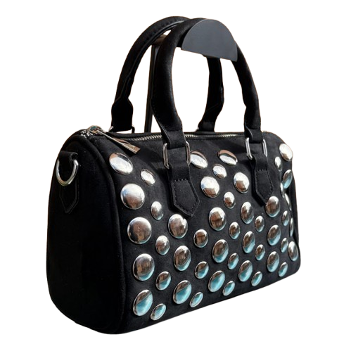 Bolso Bowling Glam Rock tachuelas plateadas