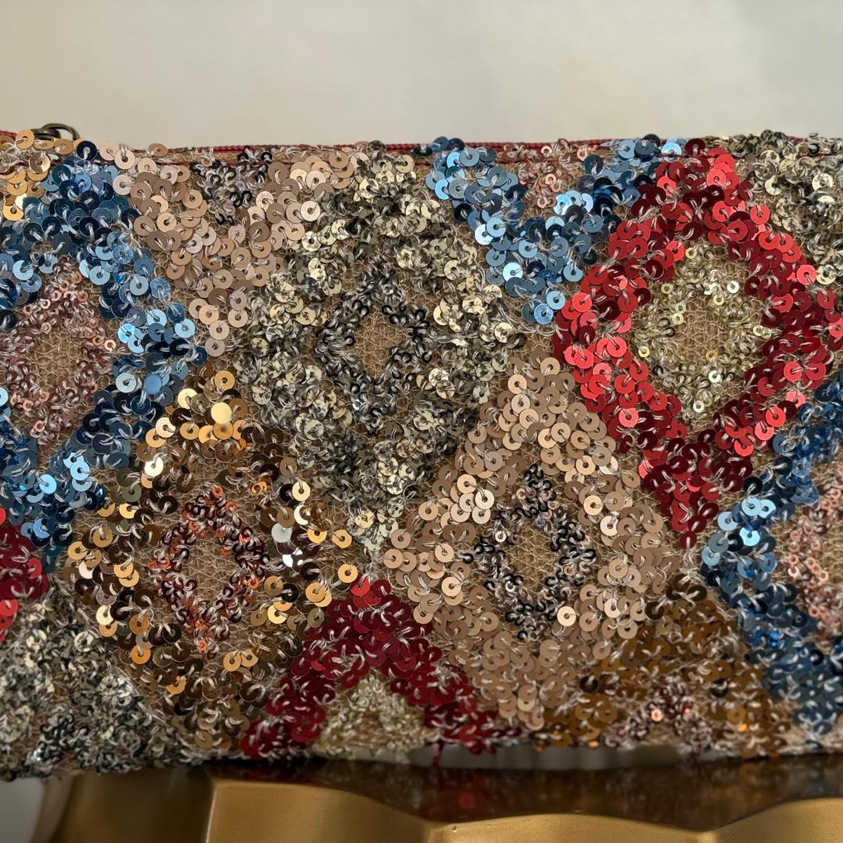Cartera de mano de lentejuelas + asa larga