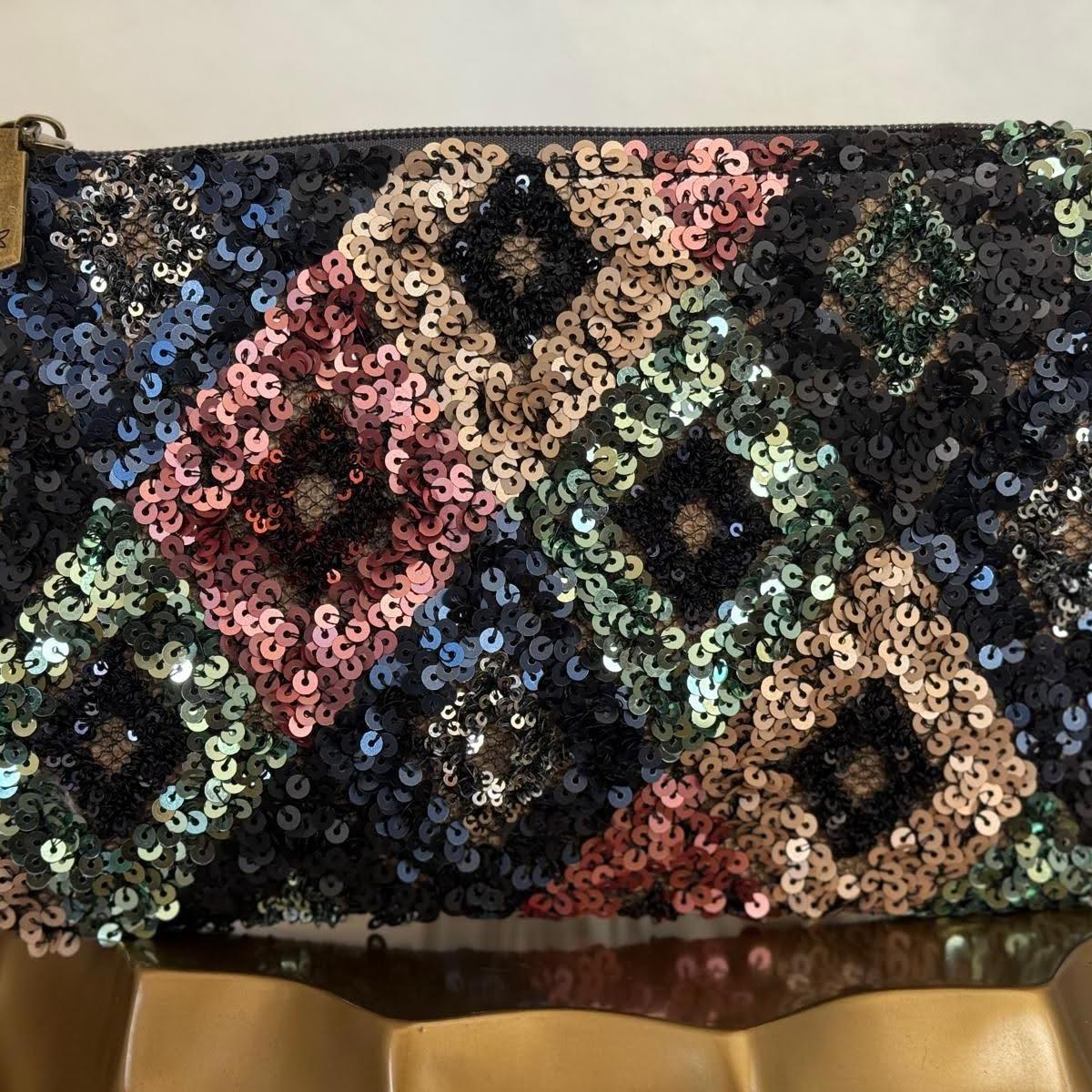 Cartera de mano de lentejuelas + asa larga