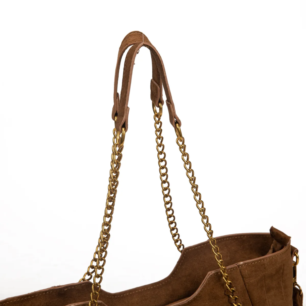 Bolso shopper con cadena y efecto cocodrilo en antelina.