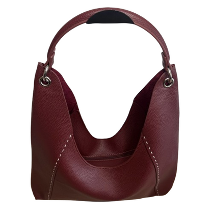 Bolso Hobo Burdeos con Neceser | Elegante, Amplio y Cómodo.