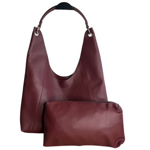 Bolso Hobo Burdeos con Neceser | Elegante, Amplio y Cómodo.