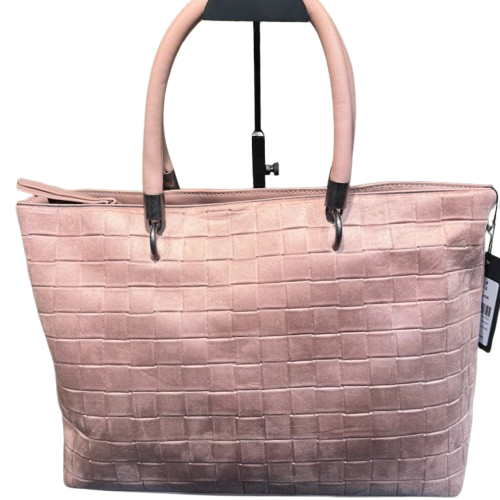 Bolso shopper de antelina con asas cortas y asa bandolera extraíble.