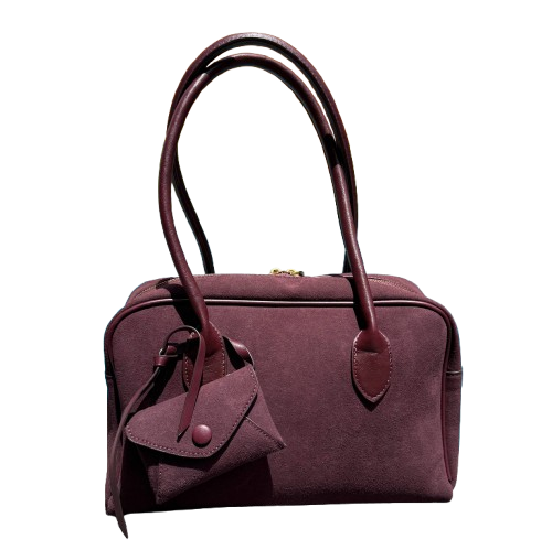 Bolso efecto ante burdeos con mini monedero – elegante, espacioso y súper combinable.