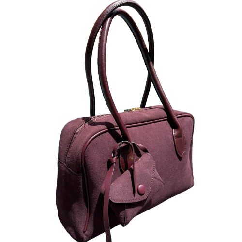 Bolso efecto ante burdeos con mini monedero – elegante, espacioso y súper combinable.