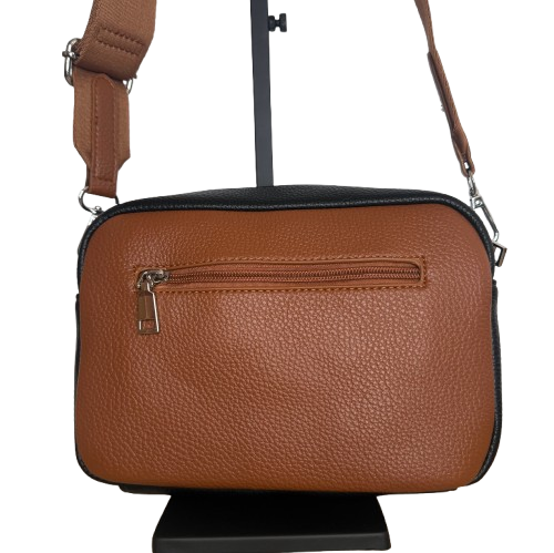 Bolso bandolera efecto piel multicolor con bolsillo frontal y cadena decorativa | Compacto y elegante