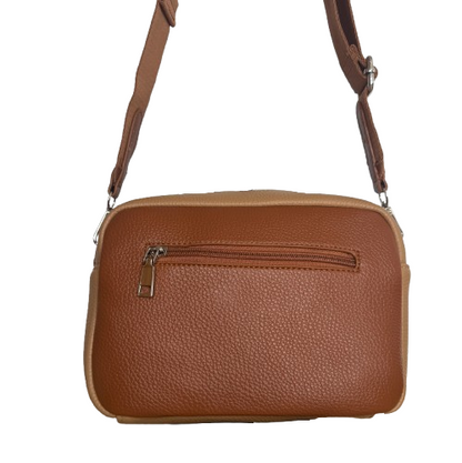 Bolso bandolera efecto piel multicolor con bolsillo frontal y cadena decorativa | Compacto y elegante