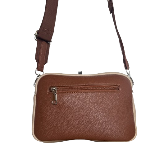 Bolso bandolera efecto piel multicolor con bolsillo frontal y cadena decorativa | Compacto y elegante