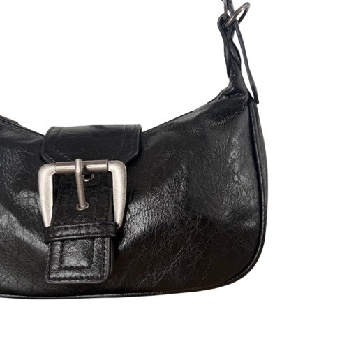 Bolso bandolera en negro con hebilla – Estilo vintage y asa regulable