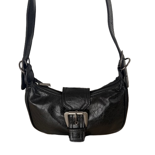 Bolso bandolera en negro con hebilla – Estilo vintage y asa regulable