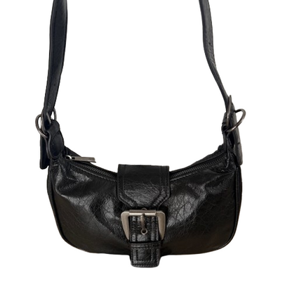 Bolso bandolera en negro con hebilla – Estilo vintage y asa regulable
