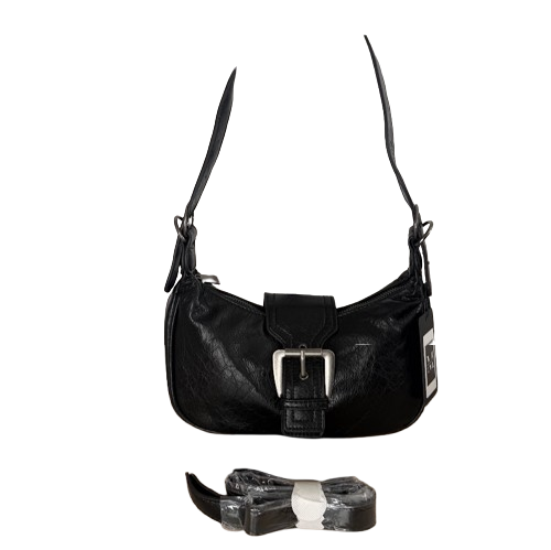 Bolso bandolera en negro con hebilla – Estilo vintage y asa regulable