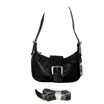 Bolso bandolera en negro con hebilla – Estilo vintage y asa regulable