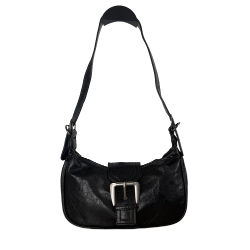 Bolso bandolera en negro con hebilla – Estilo vintage y asa regulable