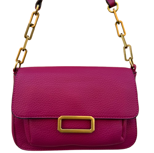 Bolso bandolera color bugamvilla con cadena dorada