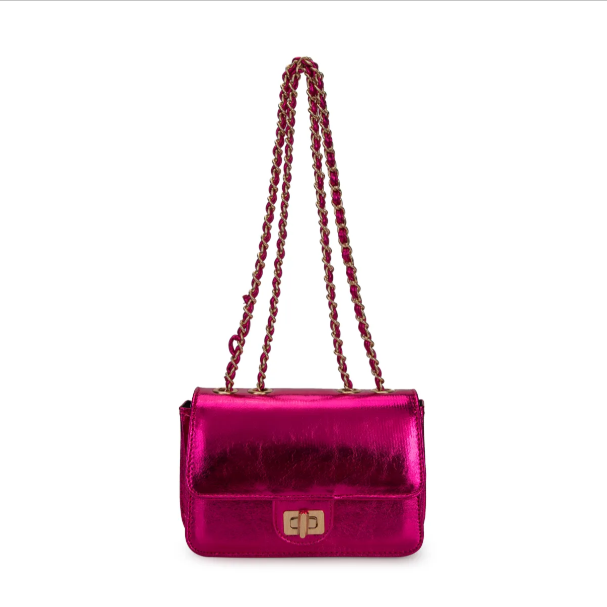 Bolso Bandolera Metalizado con Cadena Dorada – Mini Bag Elegante y Fiesta
