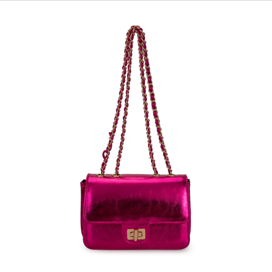 Bolso Bandolera Metalizado con Cadena Dorada – Mini Bag Elegante y Fiesta