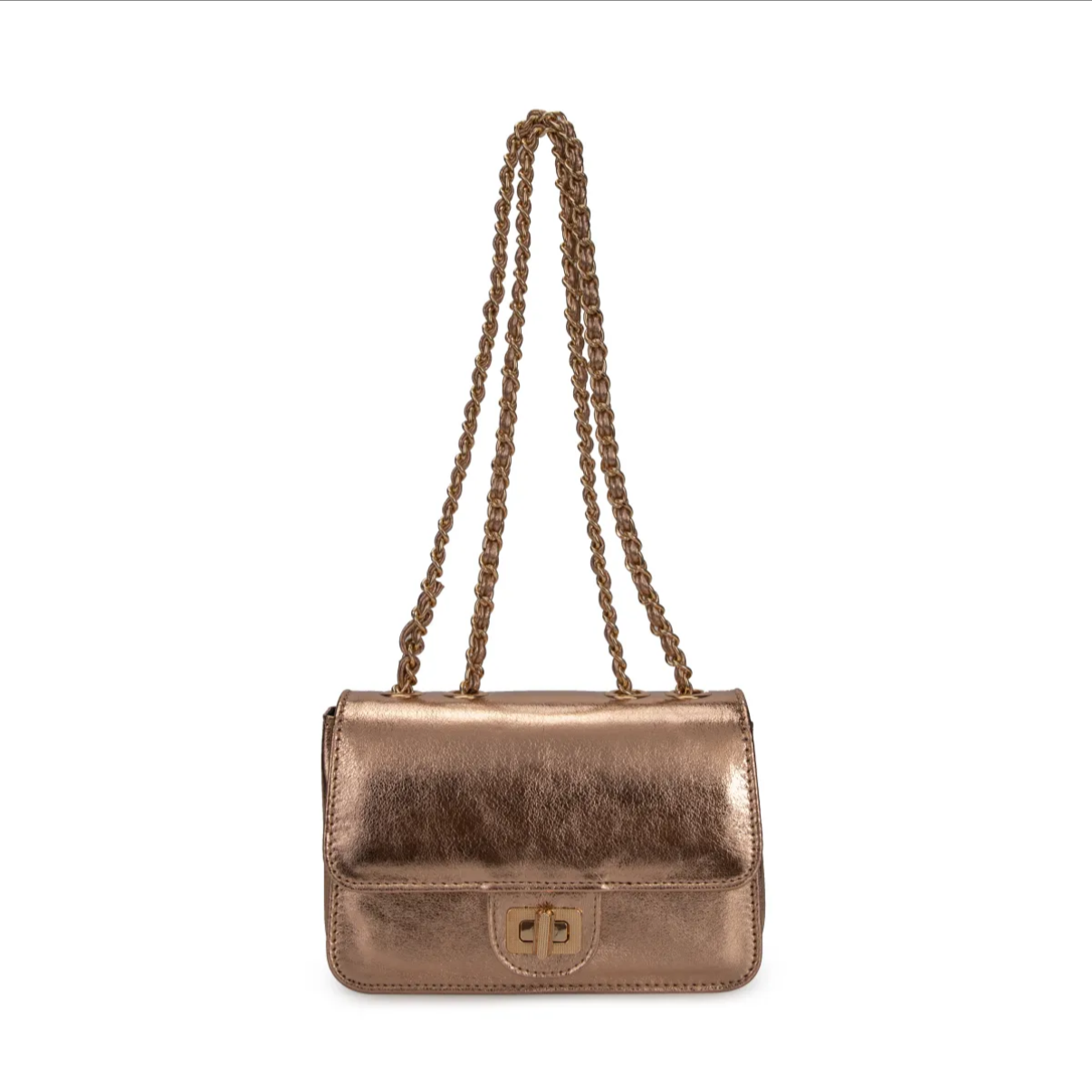 Bolso Bandolera Metalizado con Cadena Dorada – Mini Bag Elegante y Fiesta