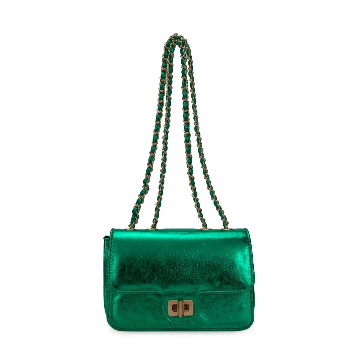 Bolso Bandolera Metalizado con Cadena Dorada – Mini Bag Elegante y Fiesta