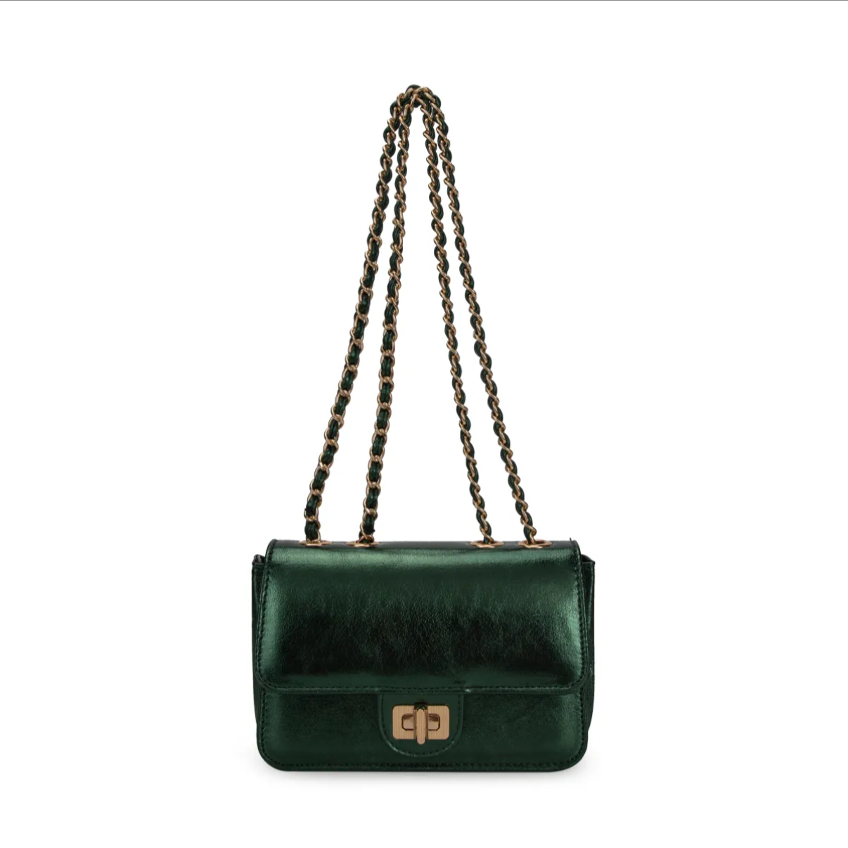 Bolso Bandolera Metalizado con Cadena Dorada – Mini Bag Elegante y Fiesta