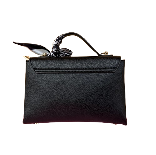 Bolso bandolera negro con pañuelo decorativo y asa larga extraíble
