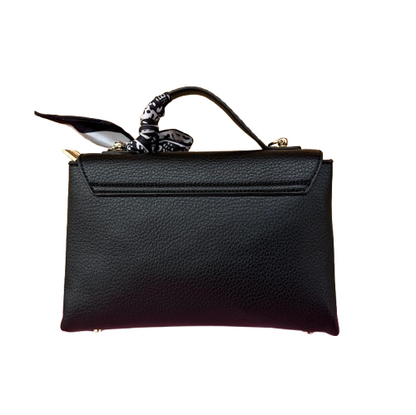 Bolso bandolera negro con pañuelo decorativo y asa larga extraíble