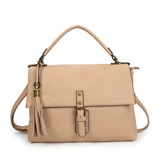 Bolso bandolera elegante con solapa y borla – Estilo clásico y versátil