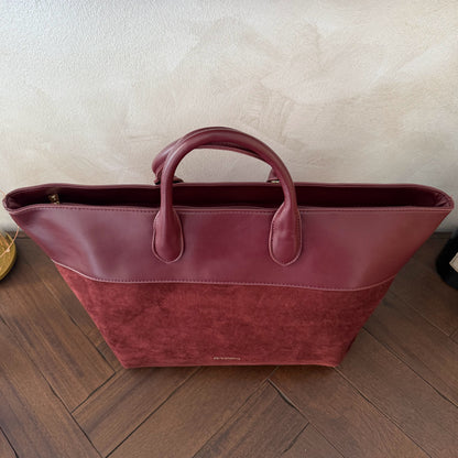 Bolso Shopper en Ecopiel y Antelina con asa de mano y asa bandolera.