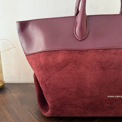 Bolso Shopper en Ecopiel y Antelina con asa de mano y asa bandolera.
