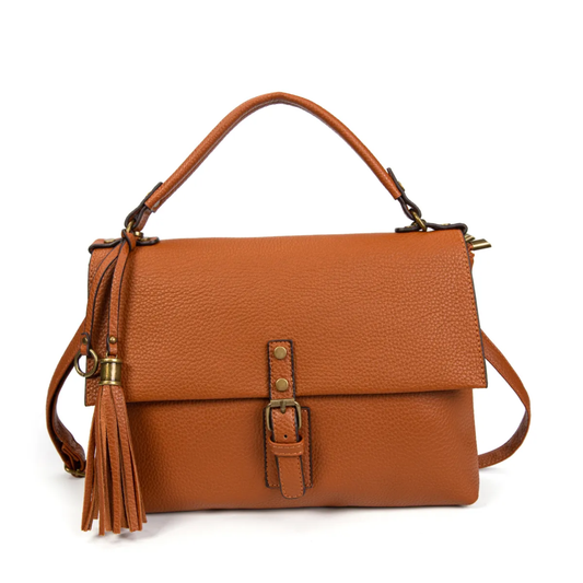 Bolso bandolera elegante con solapa y borla – Estilo clásico y versátil