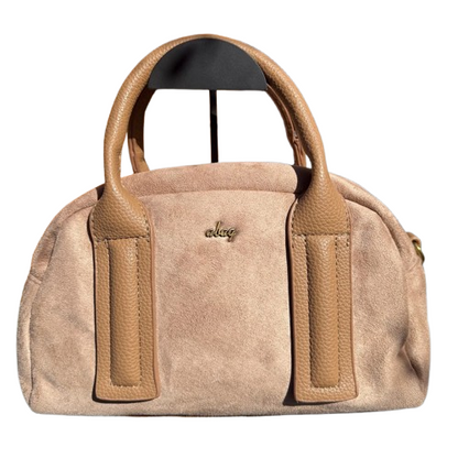 Bolso de mano tipo bowling elegante con asas de piel sintética y asa bandolera extraíble