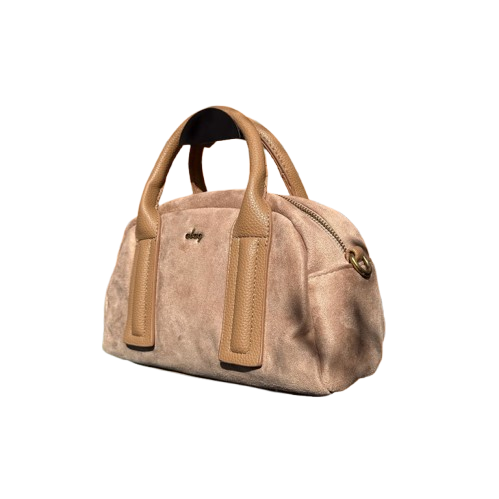 Bolso de mano tipo bowling elegante con asas de piel sintética y asa bandolera extraíble