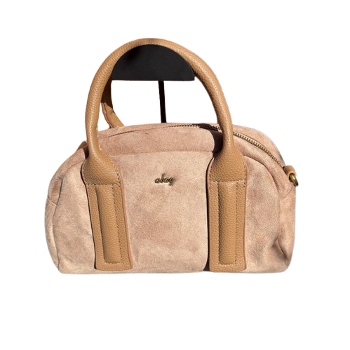 Bolso de mano tipo bowling elegante con asas de piel sintética y asa bandolera extraíble