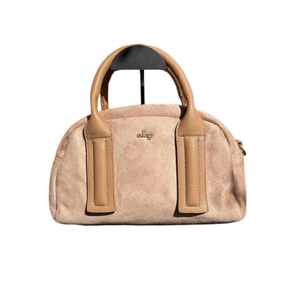 Bolso de mano tipo bowling elegante con asas de piel sintética y asa bandolera extraíble