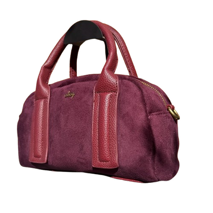 Bolso de mano tipo bowling elegante con asas de piel sintética y asa bandolera extraíble