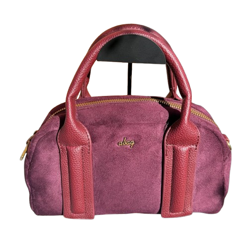 Bolso de mano tipo bowling elegante con asas de piel sintética y asa bandolera extraíble