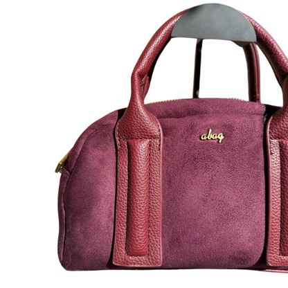 Bolso de mano tipo bowling elegante con asas de piel sintética y asa bandolera extraíble