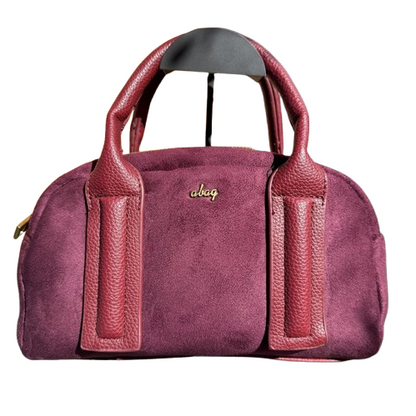 Bolso de mano tipo bowling elegante con asas de piel sintética y asa bandolera extraíble