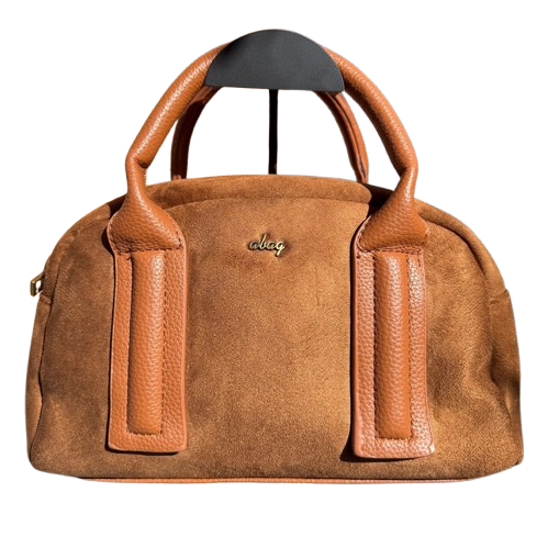 Bolso de mano tipo bowling elegante con asas de piel sintética y asa bandolera extraíble